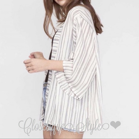 Sweaters - Striped Kimono Cardigan
